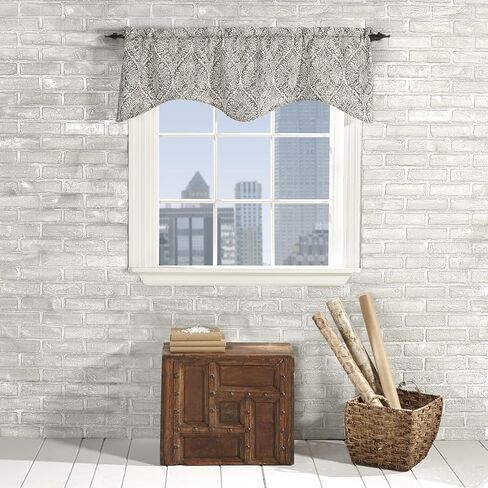 Stylemaster Home Products Twill and Birch Lola Lined Scalloped Valance with Cording, 52 by 17-Inch, Stone in Saudi Arabia