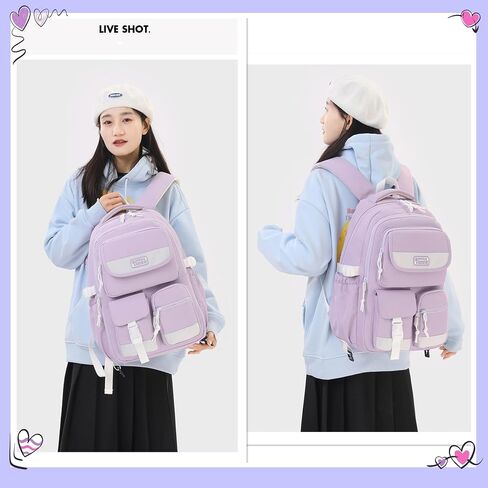 MITOWERMI Girls Backpack Kids Backpack for Boys Multi-Pocket Elementary Middle School Students Bookbags for Boys Teens Casual Daypack Purple in Saudi Arabia