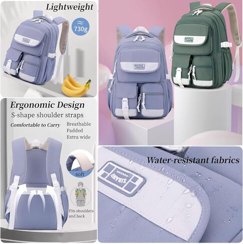 MITOWERMI Girls Backpack Kids Backpack for Boys Multi-Pocket Elementary Middle School Students Bookbags for Boys Teens Casual Daypack Purple in Saudi Arabia