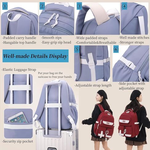 MITOWERMI Girls Backpack Kids Backpack for Boys Multi-Pocket Elementary Middle School Students Bookbags for Boys Teens Casual Daypack Purple in Saudi Arabia