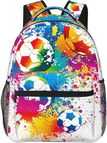 Colorful Soccer Fun Ball Backpack For School Laptop Bags Bookbag Big Casual Daypack For Student Girls Boys Kids Teens Travel Sports Work in Saudi Arabia