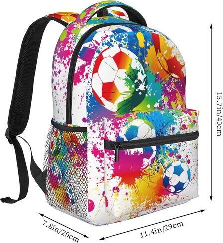 Colorful Soccer Fun Ball Backpack For School Laptop Bags Bookbag Big Casual Daypack For Student Girls Boys Kids Teens Travel Sports Work in Saudi Arabia
