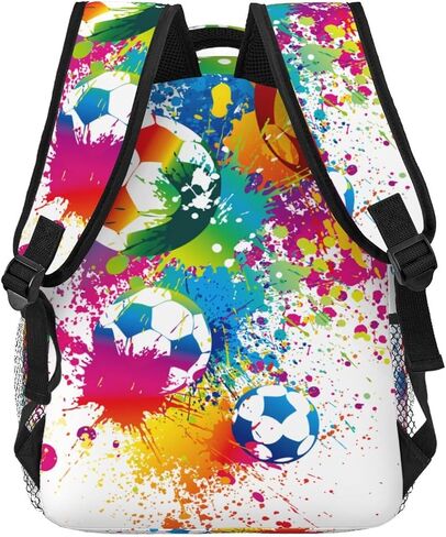Colorful Soccer Fun Ball Backpack For School Laptop Bags Bookbag Big Casual Daypack For Student Girls Boys Kids Teens Travel Sports Work in Saudi Arabia