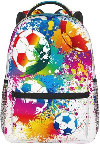 Colorful Soccer Fun Ball Backpack For School Laptop Bags Bookbag Big Casual Daypack For Student Girls Boys Kids Teens Travel Sports Work in Saudi Arabia