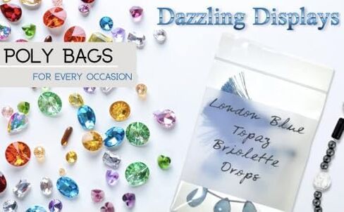 Dazzling Displays 100-Pack 2 Mil Transparent Small Plastic Clear Resealable Poly Bags (1.5 x 2 Inch) with Writable White Block - Ideal for tiny items like beads, jewelry, and other small parts. in Saudi Arabia
