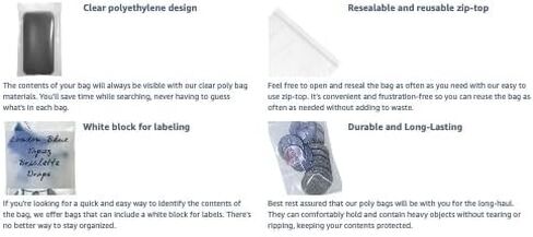 Dazzling Displays 100-Pack 2 Mil Transparent Small Plastic Clear Resealable Poly Bags (1.5 x 2 Inch) with Writable White Block - Ideal for tiny items like beads, jewelry, and other small parts. in Saudi Arabia