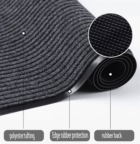 SRDDQLC Commercial Grade Runner Rug Brush Step Entrance Mat 3' x 16.4' Dual Ribbed Doormat with Waterproof Rubber Backing Home Office Hotel Corridor Indoor Outdoor Runner Rug Grey in Saudi Arabia
