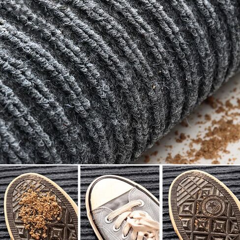 SRDDQLC Commercial Grade Runner Rug Brush Step Entrance Mat 3' x 16.4' Dual Ribbed Doormat with Waterproof Rubber Backing Home Office Hotel Corridor Indoor Outdoor Runner Rug Grey in Saudi Arabia