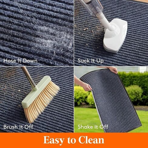 SRDDQLC Commercial Grade Runner Rug Brush Step Entrance Mat 3' x 16.4' Dual Ribbed Doormat with Waterproof Rubber Backing Home Office Hotel Corridor Indoor Outdoor Runner Rug Grey in Saudi Arabia