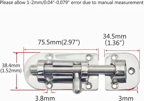 60/90/110mm Marine Boat Door Window Lock Latch ，Stainless Steel 316 Slide Barrel Bolt Clasp Sliding Hasp Locks Push Pull Toggle Buckle W/Friction pad (2PCS, 110mm) in Saudi Arabia