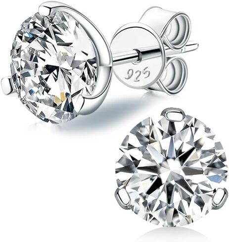 Moissanite Stud Earrings for Men Women 18K White Gold Plated 925 Sterling Silver Earrings Men VVS Gemstones Hypoallergenic for Wedding Party Gift Jewelry 0.5ct/1.0ct in Saudi Arabia