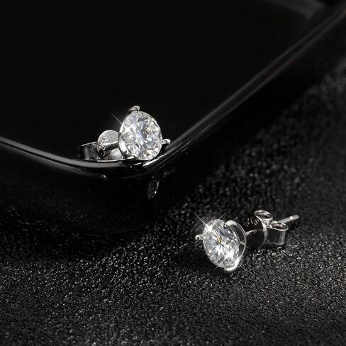Moissanite Stud Earrings for Men Women 18K White Gold Plated 925 Sterling Silver Earrings Men VVS Gemstones Hypoallergenic for Wedding Party Gift Jewelry 0.5ct/1.0ct in Saudi Arabia