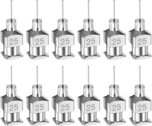 HARFINGTON 12pcs 25Gauge Stainless Steel Dispensing Needles, 1/4" All Metal Glue Needle Tube Blunt Tips Luer Lock for Thick Liquids, Ink, Glue, Lab Use in Kuwait