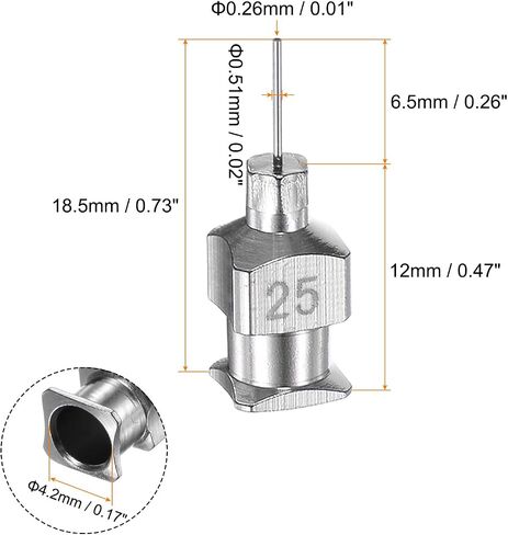HARFINGTON 12pcs 25Gauge Stainless Steel Dispensing Needles, 1/4" All Metal Glue Needle Tube Blunt Tips Luer Lock for Thick Liquids, Ink, Glue, Lab Use in Kuwait