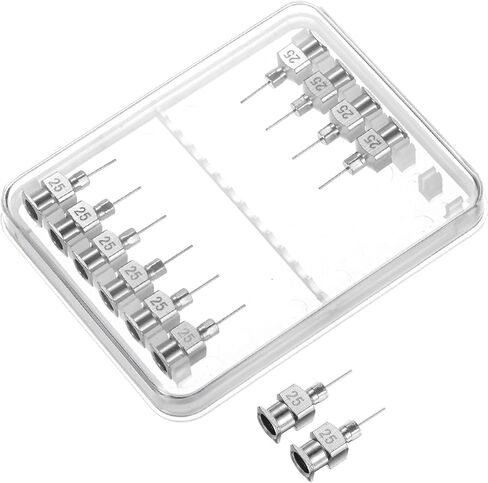 HARFINGTON 12pcs 25Gauge Stainless Steel Dispensing Needles, 1/4" All Metal Glue Needle Tube Blunt Tips Luer Lock for Thick Liquids, Ink, Glue, Lab Use in Kuwait