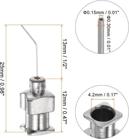 HARFINGTON 24pcs Blunt Tip Dispensing Needle 22 Gauge 0.4" 45 Degrees Bent Flow Design Bent Dispensing Tips with Luer Lock & Storage Box for Adhesive Glue Dispensing, Silver Tone in Saudi Arabia