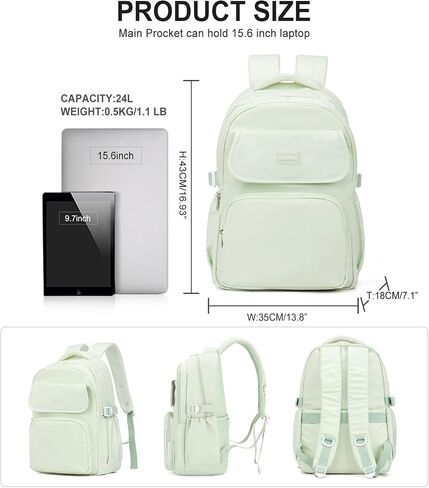 Backpack For College Students Women Men,Cute High School Bag,Lightweight Bookbag Casual Daypack Travel Backpack,Aesthetic School Backpack For Teens Boys Girls(Mint Green) in Saudi Arabia