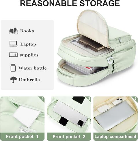Backpack For College Students Women Men,Cute High School Bag,Lightweight Bookbag Casual Daypack Travel Backpack,Aesthetic School Backpack For Teens Boys Girls(Mint Green) in Saudi Arabia