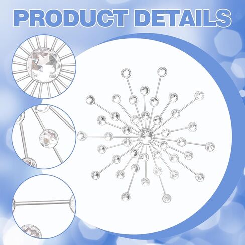 7 قطع من أحجار الراين المعدنية Sunburst Diamond لتزيين الحائط الفضي والكريستال لتزيين المنزل بدون ثقب حجر الراين لتزيين الحائط لغرفة المعيشة ومدخل غرفة النوم 9.84 بوصة in Kuwait