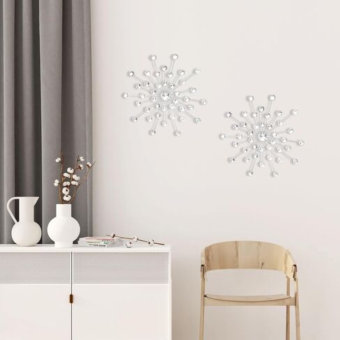 7 قطع من أحجار الراين المعدنية Sunburst Diamond لتزيين الحائط الفضي والكريستال لتزيين المنزل بدون ثقب حجر الراين لتزيين الحائط لغرفة المعيشة ومدخل غرفة النوم 9.84 بوصة in Kuwait