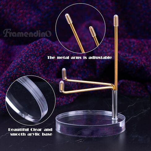 Framendino, 3 Pack Clear Acrylic Display Easel Stand Holder Base with Adjustable Metal Arms for Gemstones Fossils Minerals Agate Slabs Plates Collectibles (3 Round Size) in Saudi Arabia