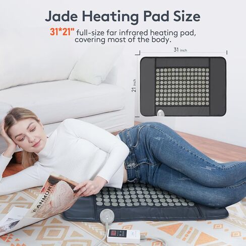 منصات التدفئة بالأشعة تحت الحمراء utk للظهر، وسادة التدفئة بالأشعة تحت الحمراء البعيدة لتخفيف الآلام، منصات التدفئة الكهربائية مع 126 حجر اليشم الطبيعي، تسخين سريع، حجم متوسط: 21 × 31 بوصة in Kuwait