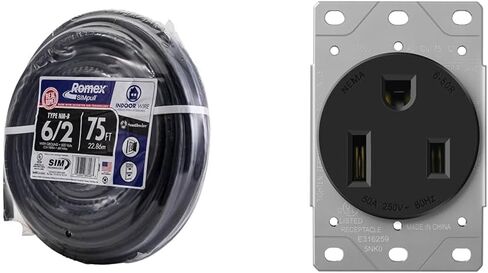Southwire 75 قدمًا 6/2 سلك Romex SIMpull CU NM-B W/G، أسود in Saudi Arabia