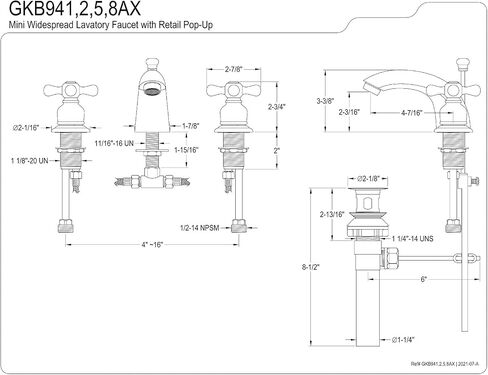 Kingston Brass GKB945AX Magellan صنبور مرحاض صغير واسع الانتشار مع نافذة منبثقة للبيع بالتجزئة، 4-7/16 بوصة، برونز مطلي بالزيت in Saudi Arabia
