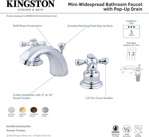 Kingston Brass GKB945AX Magellan صنبور مرحاض صغير واسع الانتشار مع نافذة منبثقة للبيع بالتجزئة، 4-7/16 بوصة، برونز مطلي بالزيت in Saudi Arabia