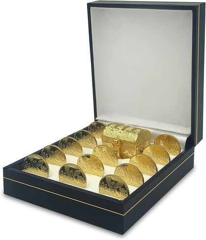 عملات الوحدة للزفاف EHV - عملات الزفاف الفاخرة المصنوعة يدويًا مع صندوق مزخرف جميل - تذكار الزفاف الإسباني التقليدي Arras - صندوق ديكور زواجي أنيق مع مجموعات عملات معدنية مكونة من 13 قطعة (عذراء) in Saudi Arabia