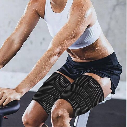 Elastic Thigh High Compression Support Bandage, Full Thigh Brace Wrap, Plus Size Thigh Compression Garment Trimmer, Thigh Workout Wrap, Adjustable (Black) in Kuwait