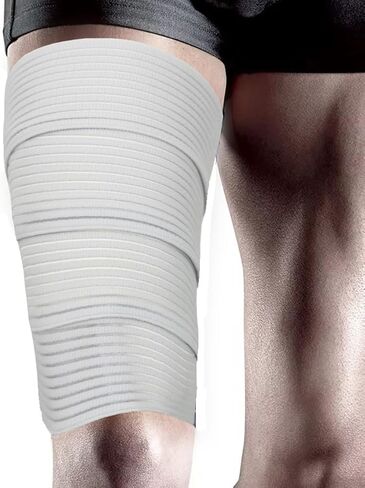 Elastic Thigh High Compression Support Bandage, Full Thigh Brace Wrap, Plus Size Thigh Compression Garment Trimmer, Thigh Workout Wrap, Adjustable (Black) in Kuwait