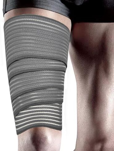 Elastic Thigh High Compression Support Bandage, Full Thigh Brace Wrap, Plus Size Thigh Compression Garment Trimmer, Thigh Workout Wrap, Adjustable (Black) in Kuwait