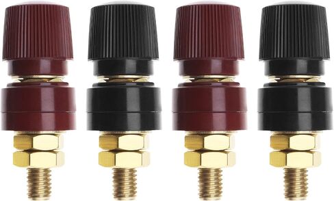 ECSiNG 4PCS Binding Post 555 Type M8 Post Terminal Brass Pillar Terminal Block 0V-380V 200A M8 Thread for Electric Welding Machine Truck Car 2 Black & 2 Red in Saudi Arabia