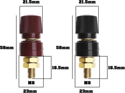 ECSiNG 4PCS Binding Post 555 Type M8 Post Terminal Brass Pillar Terminal Block 0V-380V 200A M8 Thread for Electric Welding Machine Truck Car 2 Black & 2 Red in Saudi Arabia