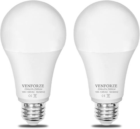 لمبة إضاءة ساطعة Venforze، 150 وات - 200 وات تعادل 2500LM E26 لمبة LED 23 وات بيضاء ناعمة 3000K A21 لمبة إضاءة LED غير قابلة للتعتيم، عبوة من قطعتين in Saudi Arabia