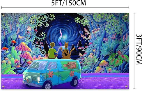 Mushroom Aesthetics Mysterious Machine Boy and Dog Magical Dream Colorful Cartoon Animation Tapestries 3×5FTCollege dormitory Wall Decorations Or Picnic Mat Party Decorations in Saudi Arabia