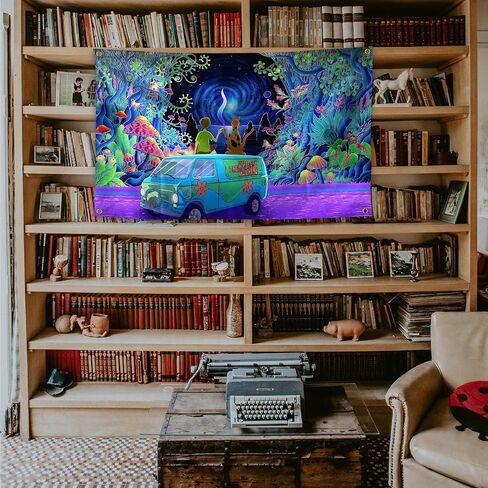 Mushroom Aesthetics Mysterious Machine Boy and Dog Magical Dream Colorful Cartoon Animation Tapestries 3×5FTCollege dormitory Wall Decorations Or Picnic Mat Party Decorations in Saudi Arabia