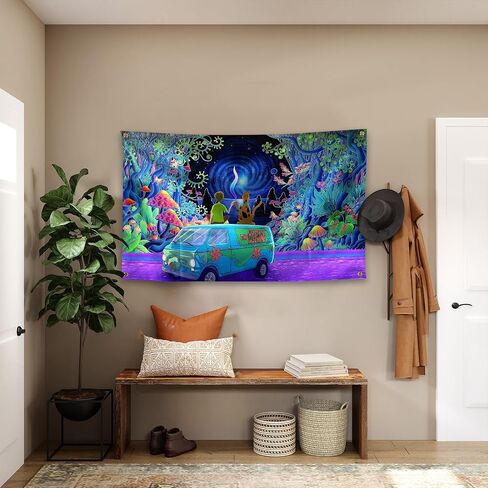 Mushroom Aesthetics Mysterious Machine Boy and Dog Magical Dream Colorful Cartoon Animation Tapestries 3×5FTCollege dormitory Wall Decorations Or Picnic Mat Party Decorations in Saudi Arabia