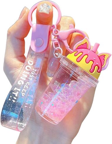 زينة على شكل حلقة مفاتيح على شكل كعكة الدونات، ملحقات حقيبة يد الثعلب العائمة ذات الرمال المتحركة السائلة in Kuwait