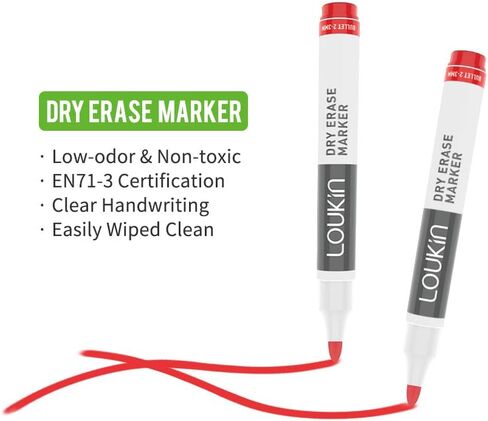 أقلام التحديد الجافة من لوكين، أقلام تحديد السبورة البيضاء منخفضة الرائحة، رأس رفيع، 12 قطعة - متضمن منظف السبورة البيضاء 3.4 أونصة in Kuwait