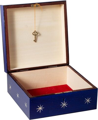 Artisan Owl Polish Handmade Carved Moon Wooden Box with Vivid Blue Hues (Large Blue) in Saudi Arabia