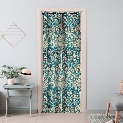 William Morris Floral Tree Doorway Curtains Privacy, Vintage Green Botanical Closet Door Curtain for Bedroom, Room Darkening Thermal Insulated Curtain Drape for Doors Windows W34 x L80 inch in Saudi Arabia