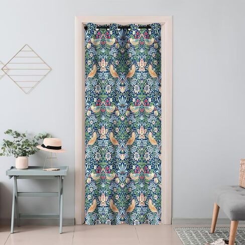 William Morris Floral Tree Doorway Curtains Privacy, Vintage Green Botanical Closet Door Curtain for Bedroom, Room Darkening Thermal Insulated Curtain Drape for Doors Windows W34 x L80 inch in Saudi Arabia