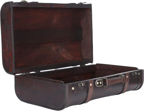 Wooden Suitcase, Retro Nostalgic Suitcase Practical Strong Bearing Capacity Antique Wooden Case, Double‑Layer Design for Home Decoration Home in Saudi Arabia