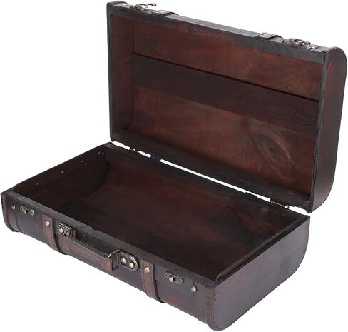 Wooden Suitcase, Retro Nostalgic Suitcase Practical Strong Bearing Capacity Antique Wooden Case, Double‑Layer Design for Home Decoration Home in Saudi Arabia