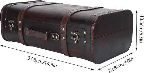 Wooden Suitcase, Retro Nostalgic Suitcase Practical Strong Bearing Capacity Antique Wooden Case, Double‑Layer Design for Home Decoration Home in Saudi Arabia