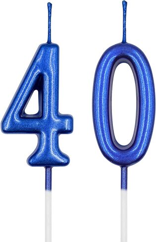 شموع عيد الميلاد الأربعين، شمعة زرقاء رقم 40 للكيك، زينة لتزيين كعكة عيد الميلاد السعيد لمستلزمات حفلات الاحتفال بالذكرى السنوية لعيد الميلاد in Kuwait