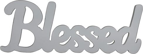 Rustic Wooden Blessed Sign For Home Decor Wood Block Cutout Letters Blessed Decorative Sign Wall Hanging Art Farmhouse Wall Decor Tabletop and shelf decor.(Blessed(White)) in Saudi Arabia