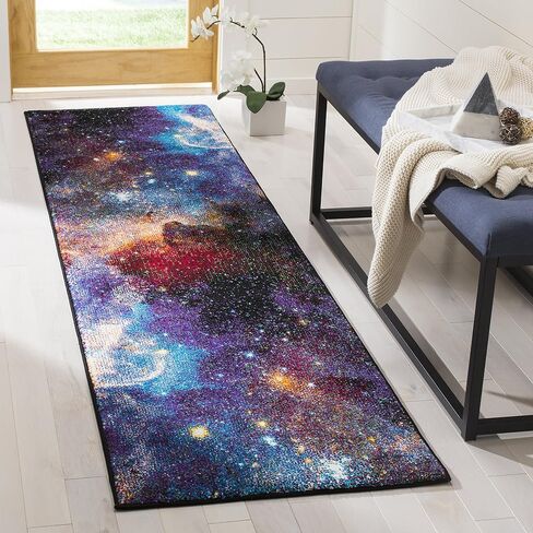 مجموعة SAFAVIEH Galaxy Collection 2'3" x 10' أرجواني / متعدد GAL109P مجردة غير قابلة للتساقط، سجادة غرفة المعيشة، مدخل الردهة، غرفة النوم، عداء in Saudi Arabia